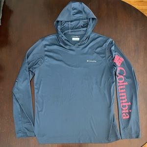 Columbia Men’s Blue Hooded Fishing Shirt | Size M